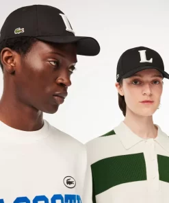 Lacoste Caps & Hats-3D Embroidered Cotton Twill Baseball Cap