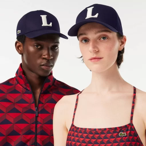 Lacoste Caps & Hats-3D Embroidered Cotton Twill Baseball Cap