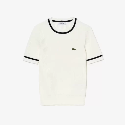 Lacoste Knitwear-3D Knit Seamless Crew Neck Sweater