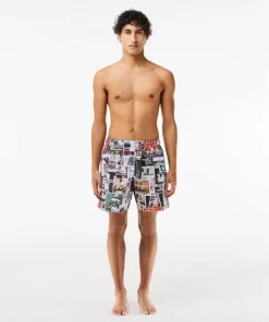 Lacoste Swimwear-70'S Print Swim Trunks