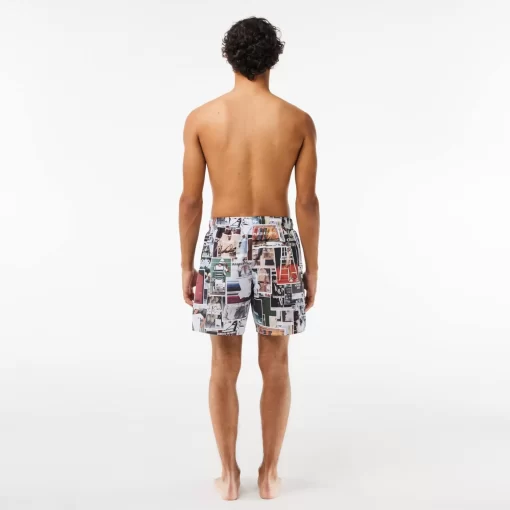 Lacoste Swimwear-70'S Print Swim Trunks