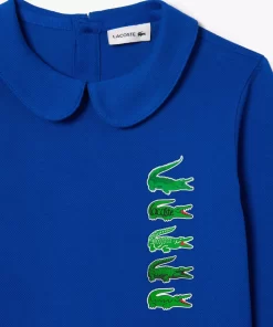 Lacoste Girl Clothing-Back Closure Crocodile Polo Dress