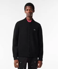 Lacoste Knitwear-Bomber Style Wool Sweater