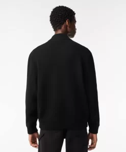 Lacoste Knitwear-Bomber Style Wool Sweater