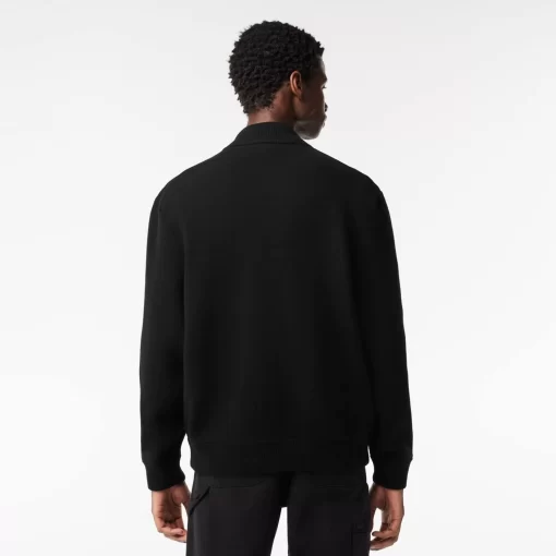 Lacoste Knitwear-Bomber Style Wool Sweater