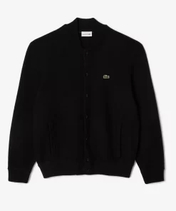 Lacoste Knitwear-Bomber Style Wool Sweater