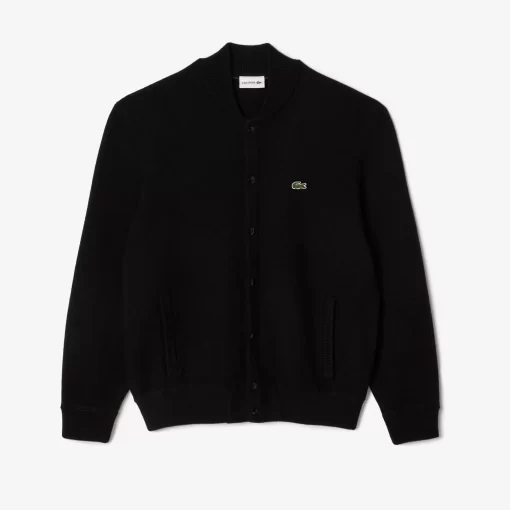 Lacoste Knitwear-Bomber Style Wool Sweater