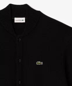 Lacoste Knitwear-Bomber Style Wool Sweater