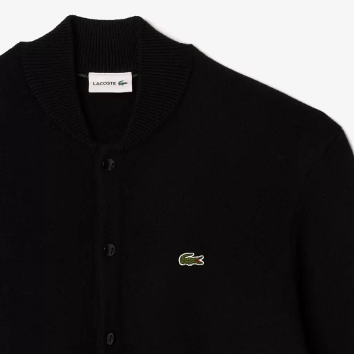 Lacoste Knitwear-Bomber Style Wool Sweater