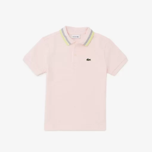 Lacoste Boy Clothing-Boys' Tricolour Collar Cotton Petit Pique Polo