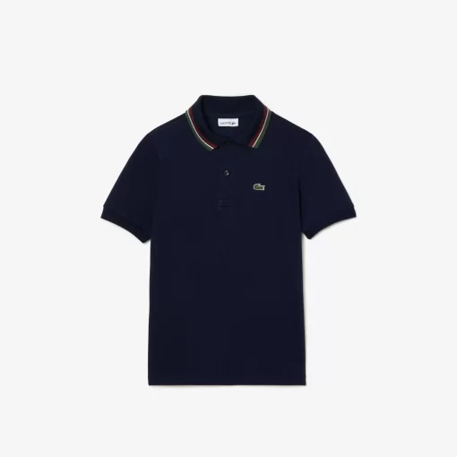 Lacoste Boy Clothing-Boys' Tricolour Collar Cotton Petit Pique Polo