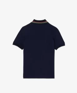 Lacoste Boy Clothing-Boys' Tricolour Collar Cotton Petit Pique Polo