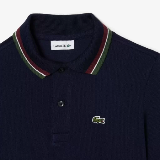 Lacoste Boy Clothing-Boys' Tricolour Collar Cotton Petit Pique Polo