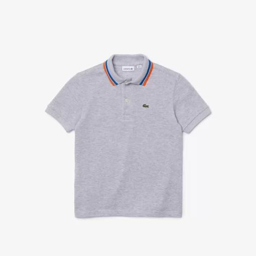 Lacoste Boy Clothing-Boys' Tricolour Collar Cotton Petit Pique Polo