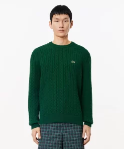 Lacoste Knitwear-Cable Knit Cotton Sweater