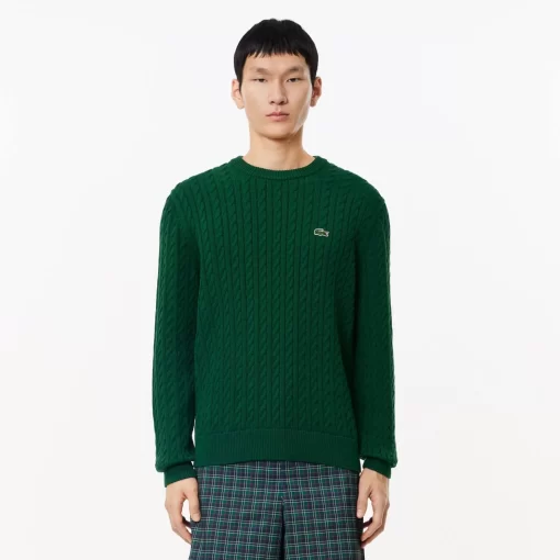 Lacoste Knitwear-Cable Knit Cotton Sweater