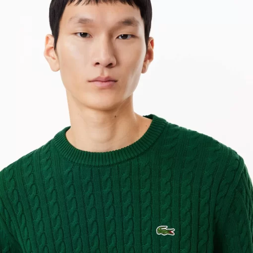 Lacoste Knitwear-Cable Knit Cotton Sweater