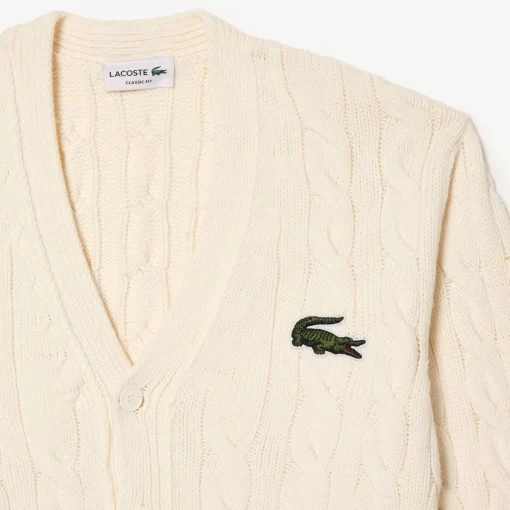 Lacoste Knitwear-Cable Knit Stripe Detail Cardigan