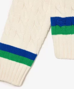 Lacoste Knitwear-Cable Knit Stripe Detail Cardigan