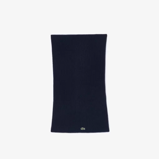 Lacoste Scarves & Stoles-Cashmere Ribbed Knit Infinity Scarf