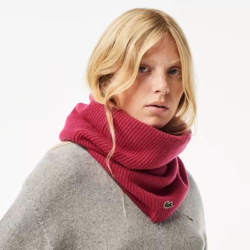 Lacoste Scarves & Stoles-Cashmere Ribbed Knit Infinity Scarf