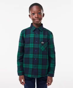 Lacoste Boy Clothing-Check Print Overshirt With Bust Pocket