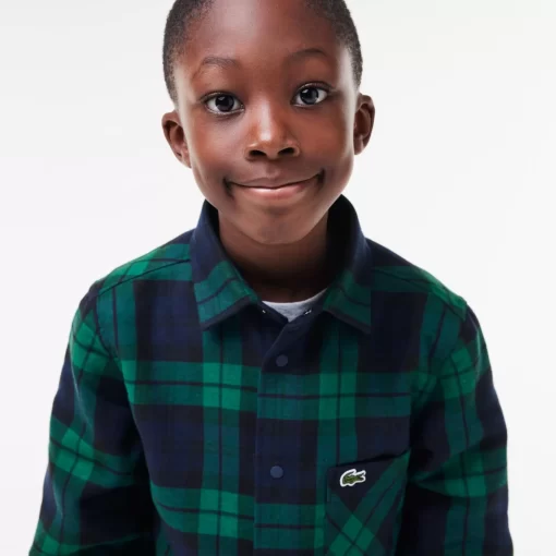 Lacoste Boy Clothing-Check Print Overshirt With Bust Pocket