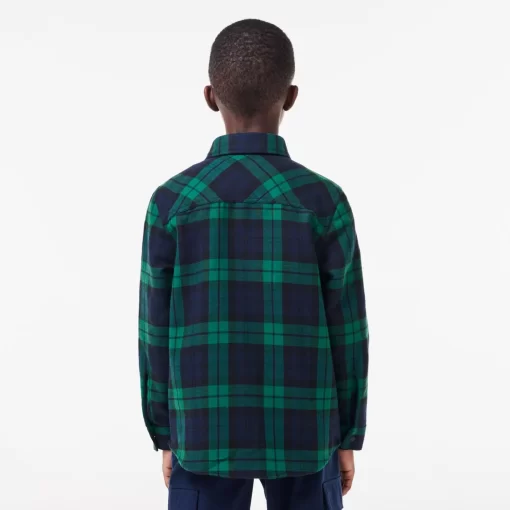 Lacoste Boy Clothing-Check Print Overshirt With Bust Pocket