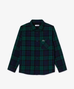 Lacoste Boy Clothing-Check Print Overshirt With Bust Pocket