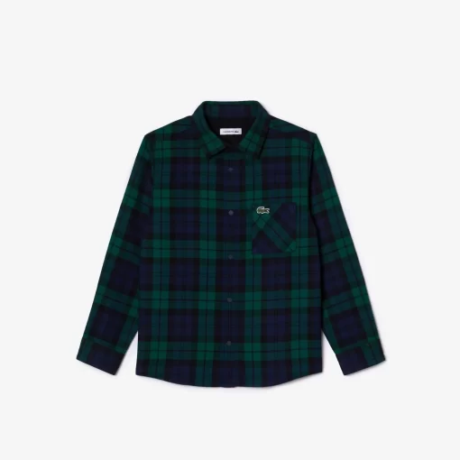 Lacoste Boy Clothing-Check Print Overshirt With Bust Pocket