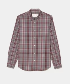 Lacoste Shirts-Check Print Stretch Shirt