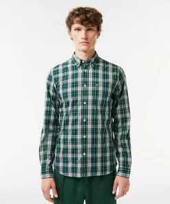 Lacoste Shirts-Check Print Stretch Shirt