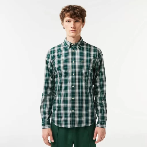 Lacoste Shirts-Check Print Stretch Shirt