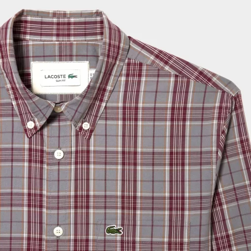 Lacoste Shirts-Check Print Stretch Shirt