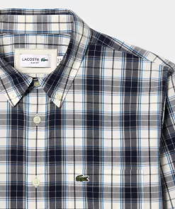 Lacoste Shirts-Check Print Stretch Shirt