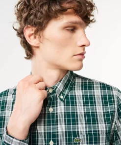 Lacoste Shirts-Check Print Stretch Shirt