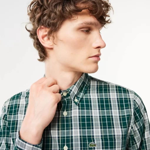 Lacoste Shirts-Check Print Stretch Shirt