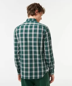 Lacoste Shirts-Check Print Stretch Shirt