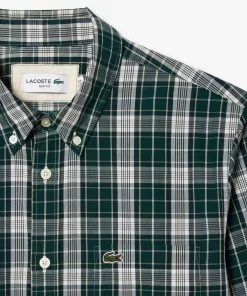 Lacoste Shirts-Check Print Stretch Shirt