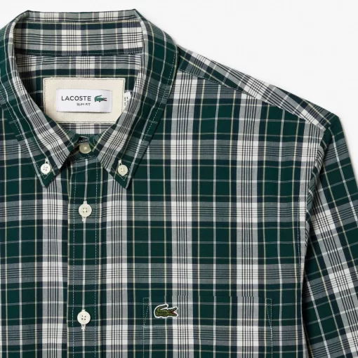 Lacoste Shirts-Check Print Stretch Shirt