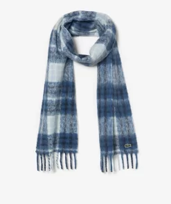 Lacoste Scarves & Stoles-Checked Fringe Detail Alpaca Scarf