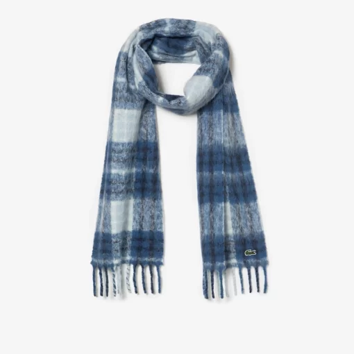 Lacoste Scarves & Stoles-Checked Fringe Detail Alpaca Scarf