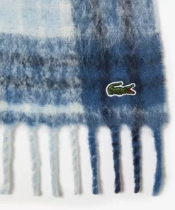 Lacoste Scarves & Stoles-Checked Fringe Detail Alpaca Scarf