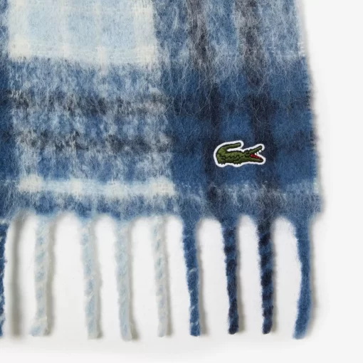 Lacoste Scarves & Stoles-Checked Fringe Detail Alpaca Scarf