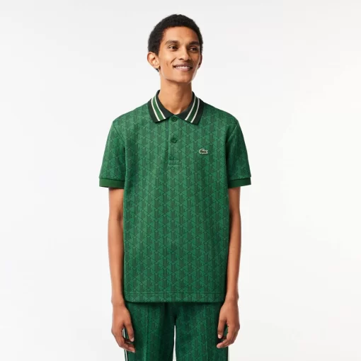 Lacoste Polo Shirts-Classic Fit Contrast Collar Monogram Motif Polo Shirt