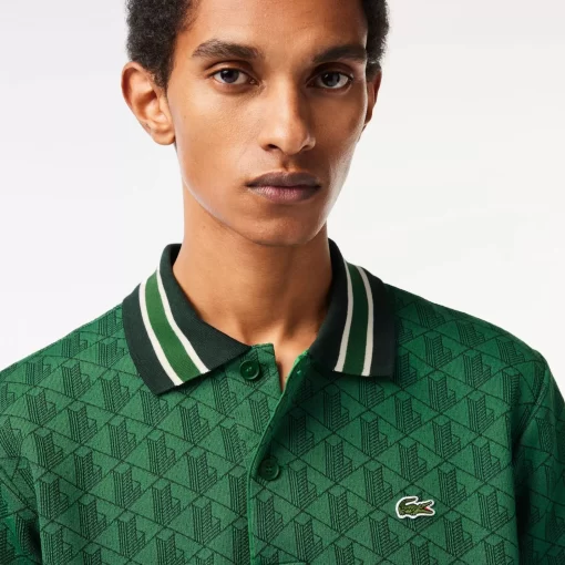 Lacoste Polo Shirts-Classic Fit Contrast Collar Monogram Motif Polo Shirt