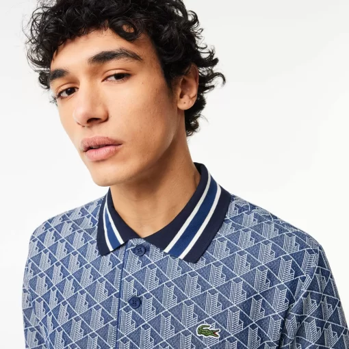 Lacoste Polo Shirts-Classic Fit Contrast Collar Monogram Motif Polo Shirt