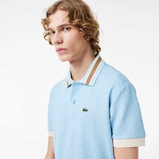 Lacoste Polo Shirts-Classic Fit Contrast Collar Monogram Motif Polo Shirt