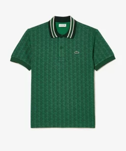 Lacoste Polo Shirts-Classic Fit Contrast Collar Monogram Motif Polo Shirt