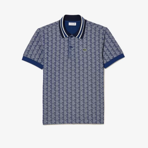 Lacoste Polo Shirts-Classic Fit Contrast Collar Monogram Motif Polo Shirt